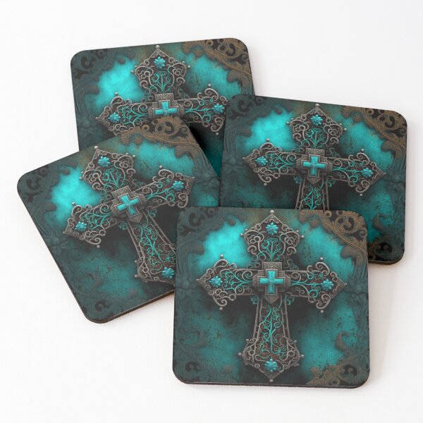 Item preview, Gothic Cross with Turquoise Accents designed and sold by Dragonstrom.