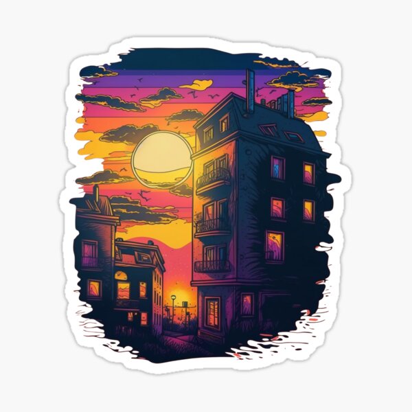 Home & Living :: Decals & Stickers :: Stickers :: Holographic Aesthetic  Sticker: Lofi City