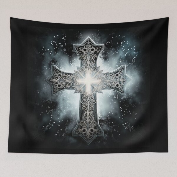 Item preview, Silver Gothic Cross with White Ethereal Glow designed and sold by Dragonstrom.