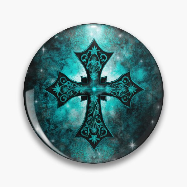 Item preview, Black Gothic Cross with Turquoise Glow designed and sold by Dragonstrom.