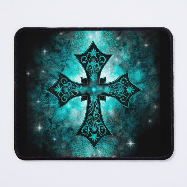Item preview, Black Gothic Cross with Turquoise Glow designed and sold by Dragonstrom.