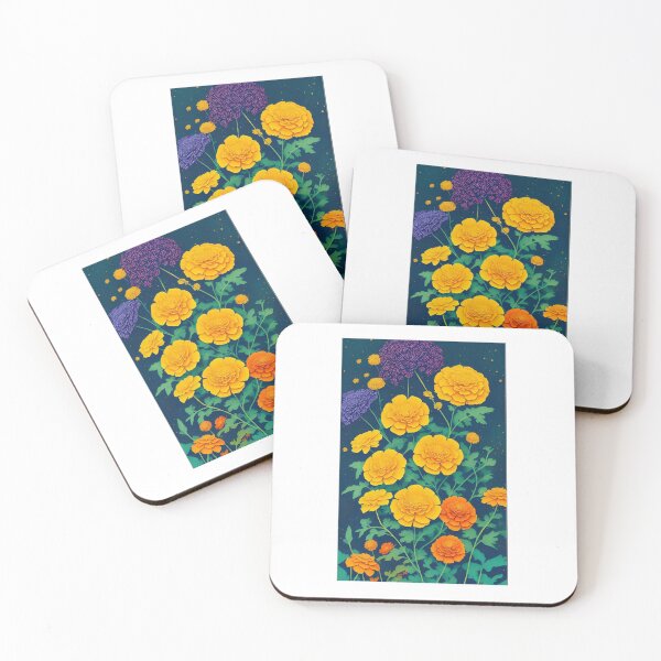 Item preview, Marigold flower artwork designed and sold by GroovyDino.