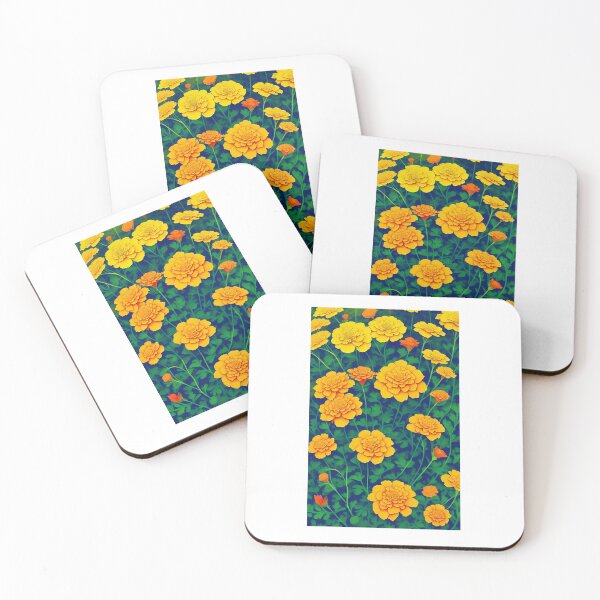 Item preview, Marigold flower artwork designed and sold by GroovyDino.