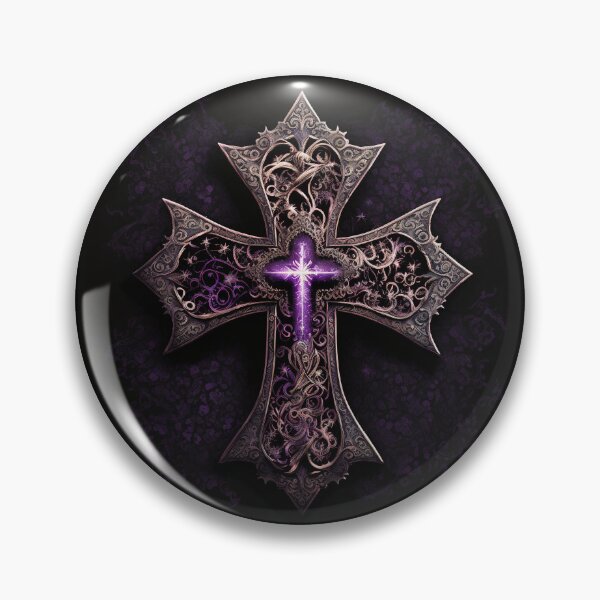Item preview, Ornate Bronze Gothic Cross with Purple Accents designed and sold by Dragonstrom.