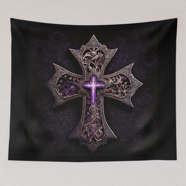 Item preview, Ornate Bronze Gothic Cross with Purple Accents designed and sold by Dragonstrom.