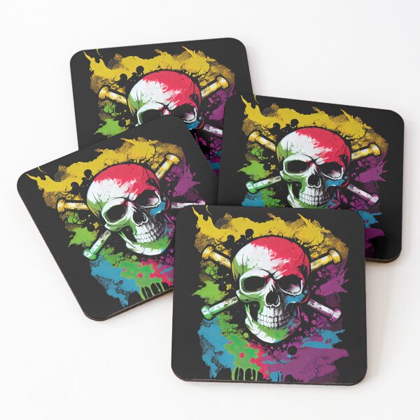 Item preview, Colorful Pirate Flag Skull Bones Jolly Roger Graphic designed and sold by SpookshowDesign.