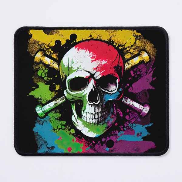 Item preview, Colorful Pirate Flag Skull Bones Jolly Roger Graphic designed and sold by SpookshowDesign.