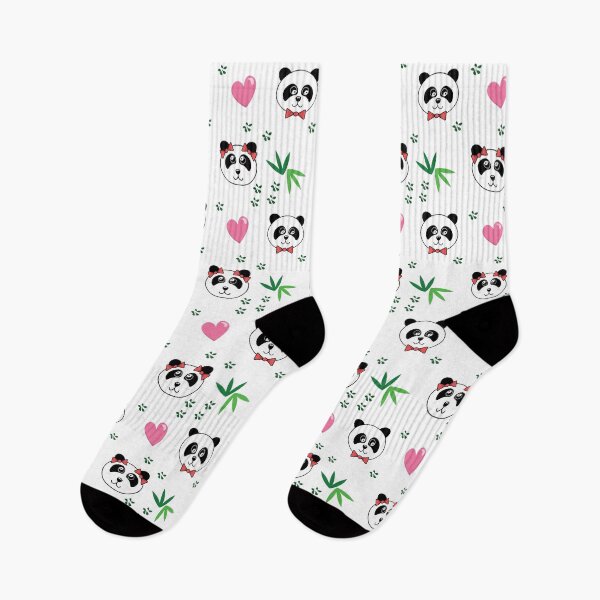 Aperçu de l'œuvre Motif Panda - Fille Panda, Garçon Panda, Coeurs et Bambou créée et vendue par Suzakara Designs.