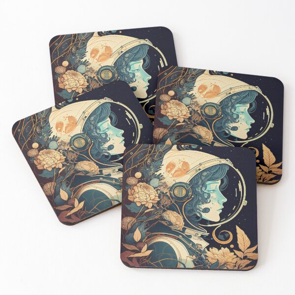 Item preview, Female Astronaut Vintage Art Nouveau Alphonse Mucha Style designed and sold by entwithanaxe.
