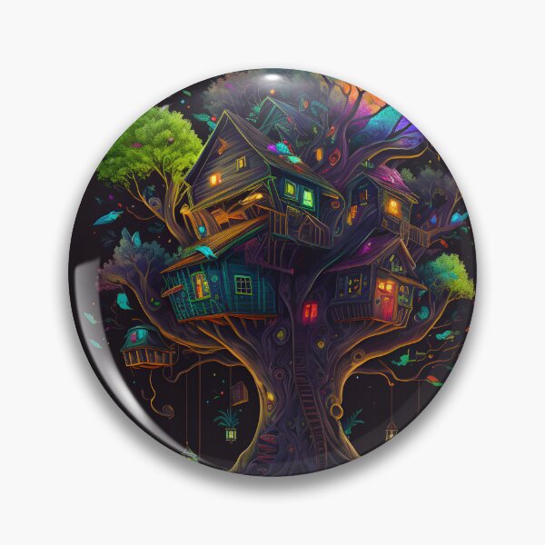 Item preview, Psychedelic Trippy Rainbow Rave Treehouse designed and sold by Iosis-Art.