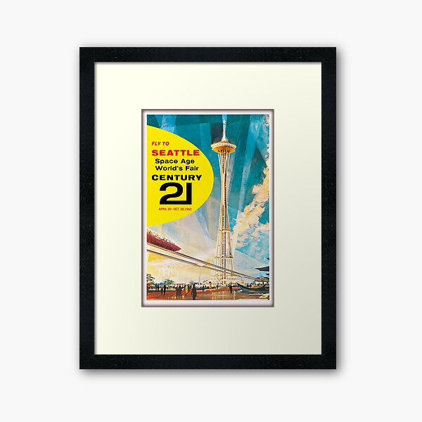 1962 Fly to Seattle ,Space Age ,World's Fair,Poster Framed Art Print