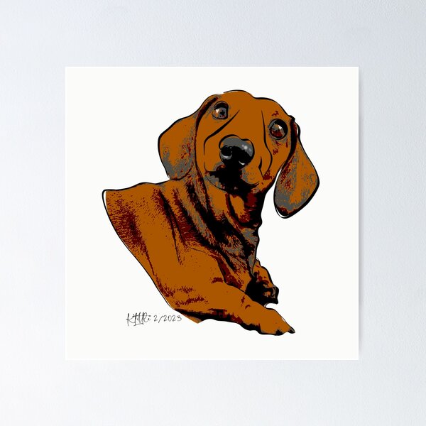 Item preview, Surprised Doxie (Dachshund) - Stencil designed and sold by Littleviews.
