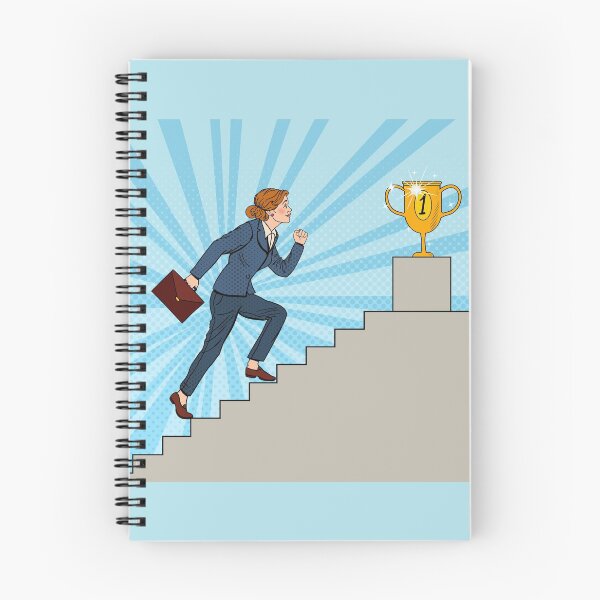 Item preview, Pop Art Business Woman Walking Up Stairs to Golden Cup.  designed and sold by ivector.