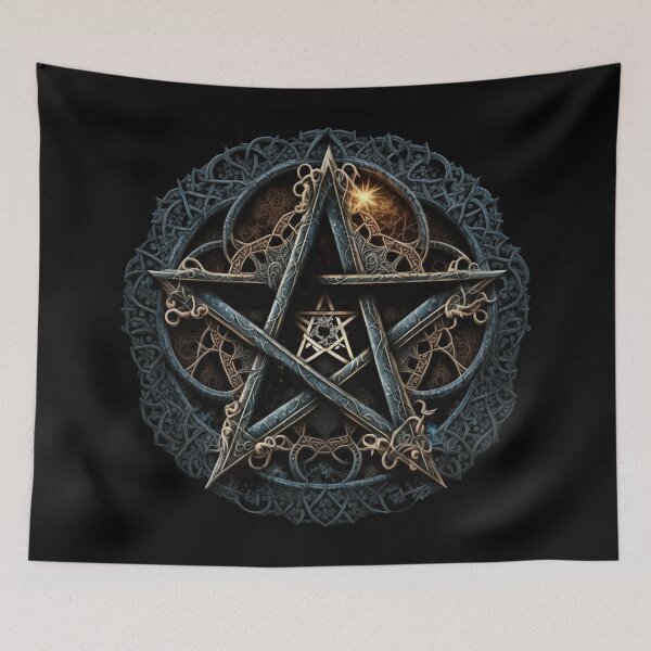 Item preview, Copy of Aged Bronze Ornate Five Pointed Star (Pentagram) with Blue Accents designed and sold by Dragonstrom.