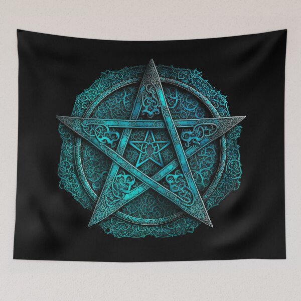 Item preview, Turquoise Blue Five Pointed Star (Pentagram) a Pagan Symbol of Protection designed and sold by Dragonstrom.