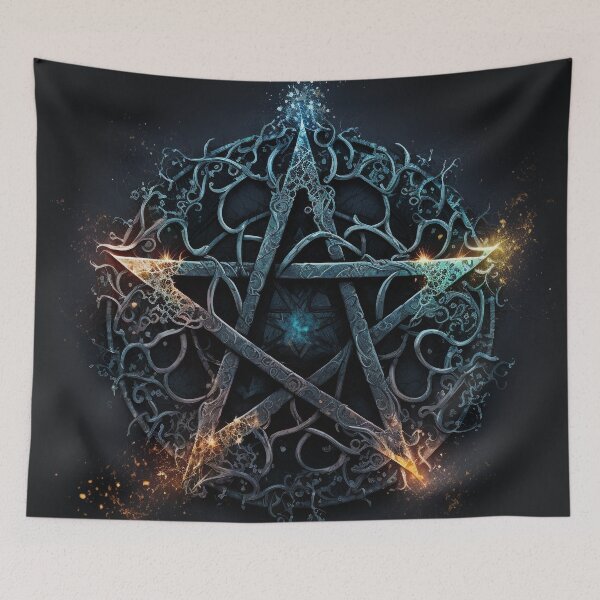 Item preview, Sparkling Blue Five Pointed Star (Pentagram) a Pagan Symbol of Protection designed and sold by Dragonstrom.