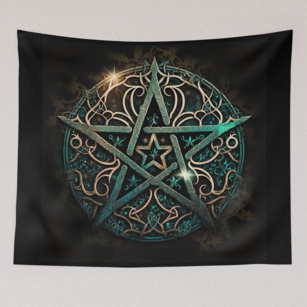 Item preview, Green Five Pointed Star (Pentagram) Pagan Symbol designed and sold by Dragonstrom.