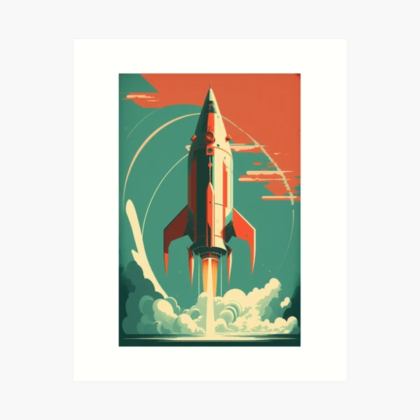 Retro science fiction Rocket 1960s 