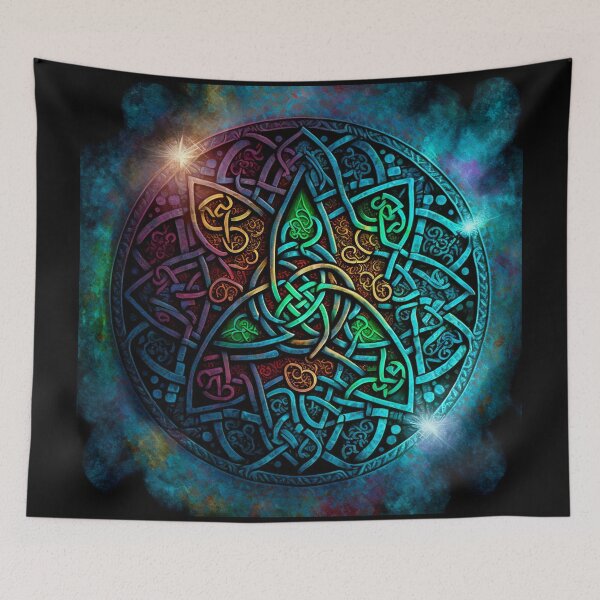 Item preview, Colorful Blue Metallic Celtic Knot with Rainbow Accents designed and sold by Dragonstrom.