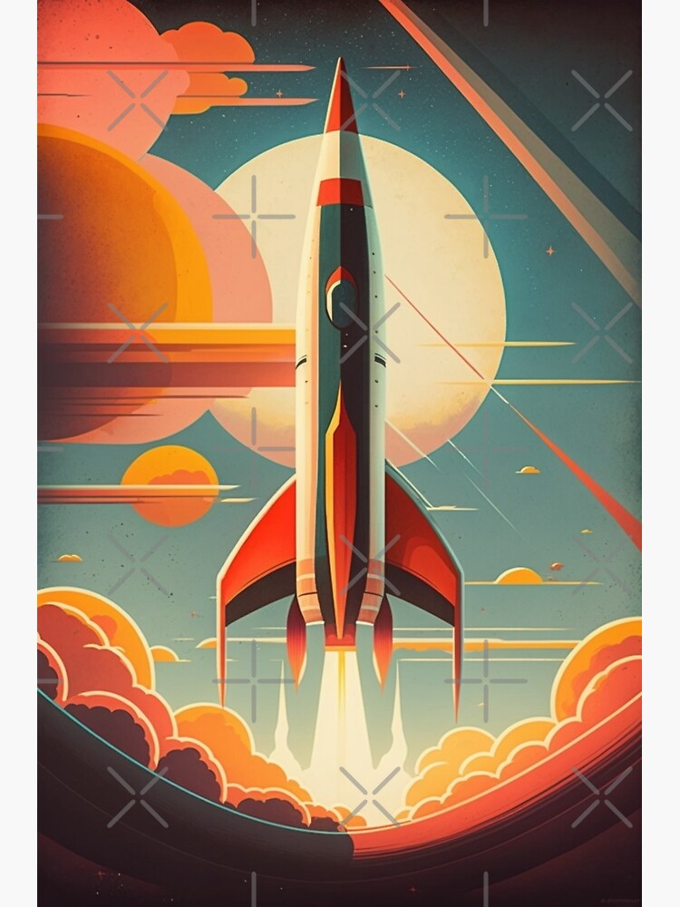 Retro science fiction Rocket 1960s 