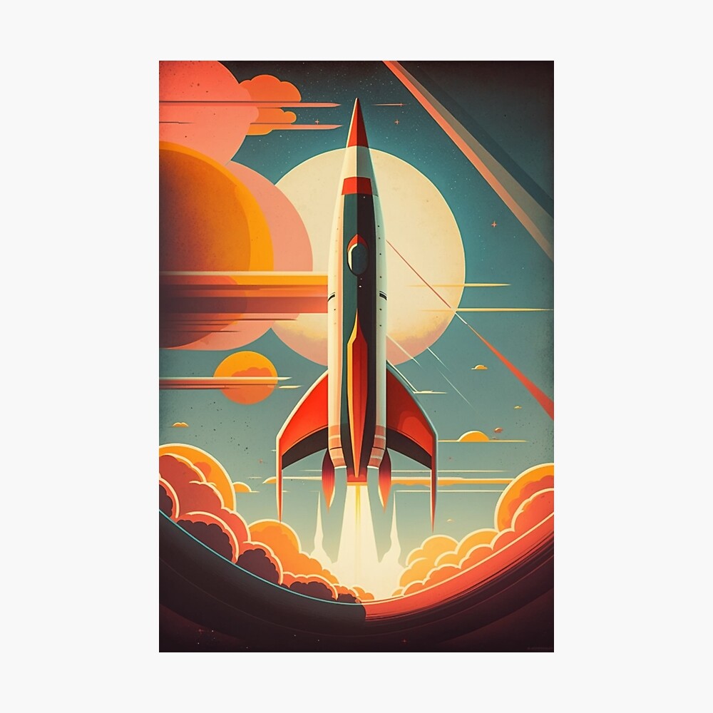 Retro science fiction Rocket 1960s 