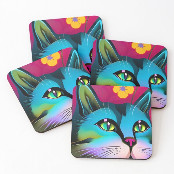 Item preview, Cat Blue Floral designed and sold by mghtymvrk2040.