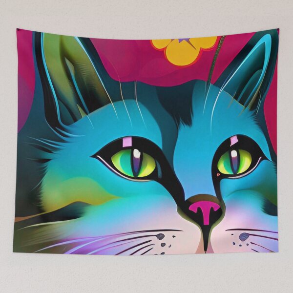 Item preview, Cat Blue Floral designed and sold by mghtymvrk2040.