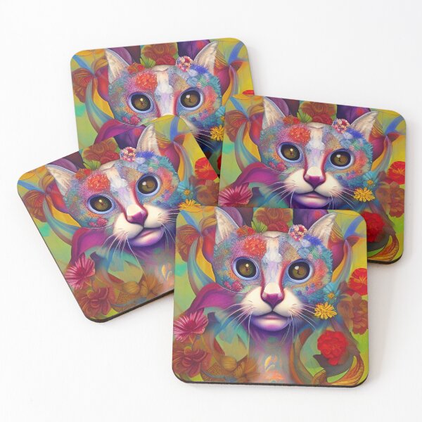 Item preview, Cat Floral Abstract designed and sold by mghtymvrk2040.