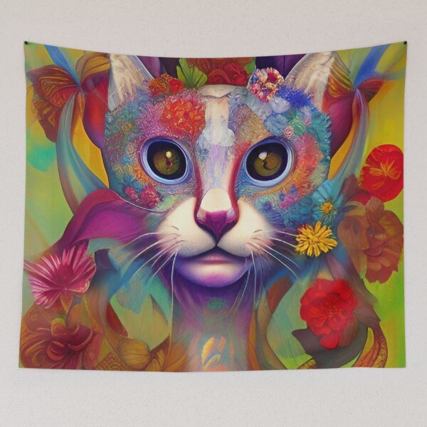 Item preview, Cat Floral Abstract designed and sold by mghtymvrk2040.