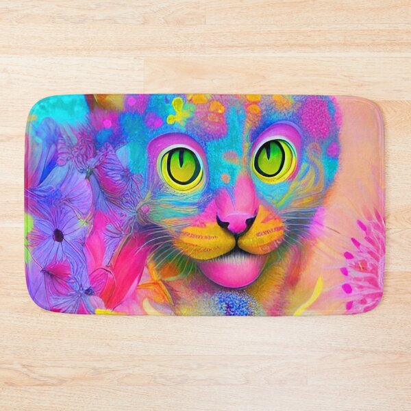 Item preview, Cat Floral Colorful Vivid designed and sold by mghtymvrk2040.