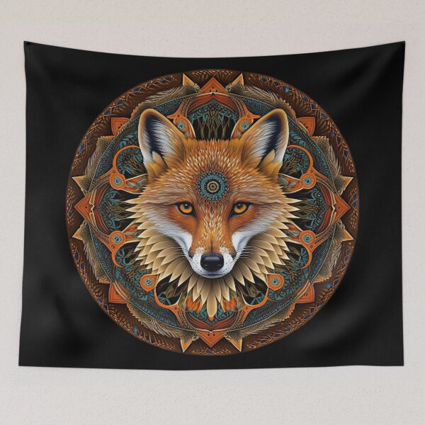 Item preview, Colorful fox in a mandala designed and sold by avocadonic.