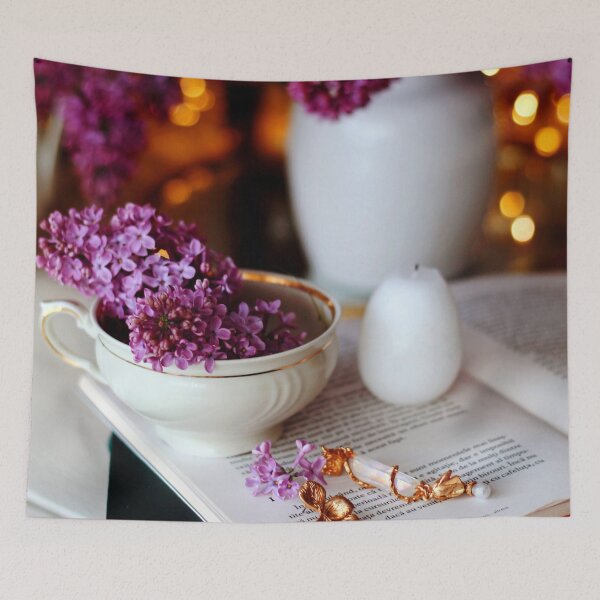 Item preview, SUBLIME #49 - Sprig of Lilac in a Teacup on a Book designed and sold by DEL-Productions.