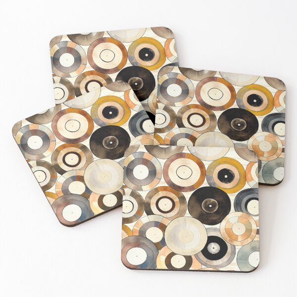 Item preview, Impressionist watercolor of a wall of vinyl records 2 designed and sold by artefacta.