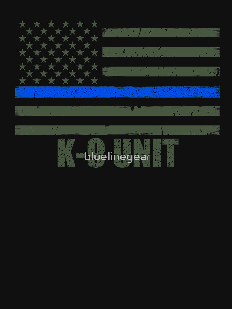 Thin Blue Line K9 American Flag Od Green T Shirt For Sale By