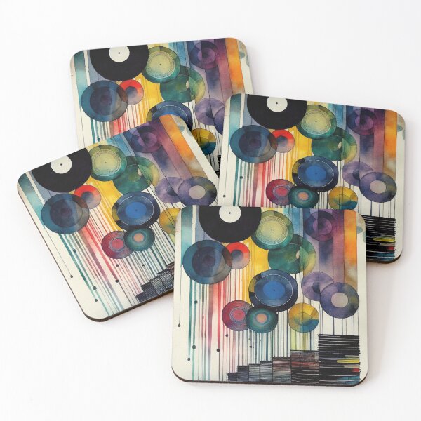 Item preview, Abstract watercolor of vinyl records designed and sold by artefacta.