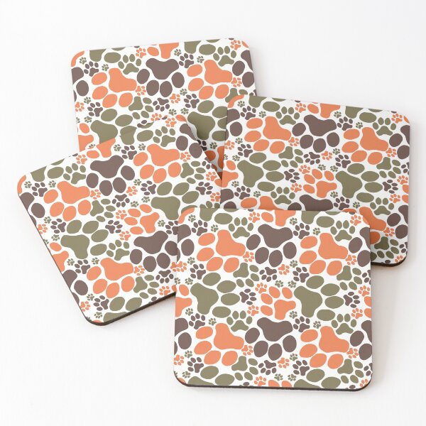 Item preview, Dog Paw Camo Seamless Repeat Surface Pattern Orange Green Brown White designed and sold by MoePark.
