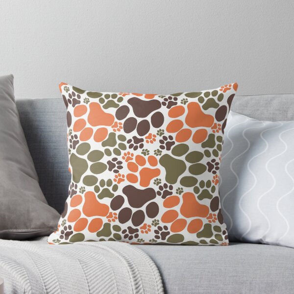 Item preview, Dog Paw Camo Seamless Repeat Surface Pattern Orange Green Brown White designed and sold by MoePark.