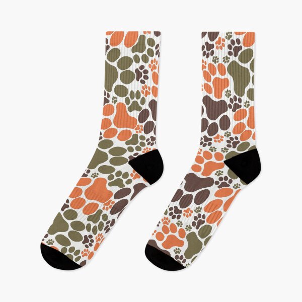 Item preview, Dog Paw Camo Seamless Repeat Surface Pattern Orange Green Brown White designed and sold by MoePark.