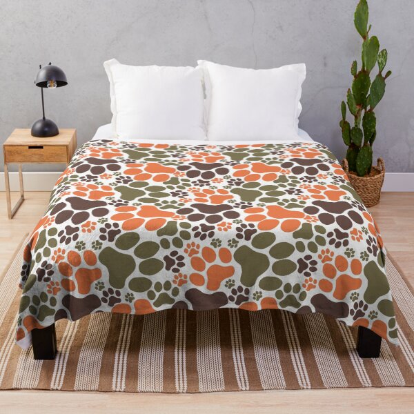 Item preview, Dog Paw Camo Seamless Repeat Surface Pattern Orange Green Brown White designed and sold by MoePark.