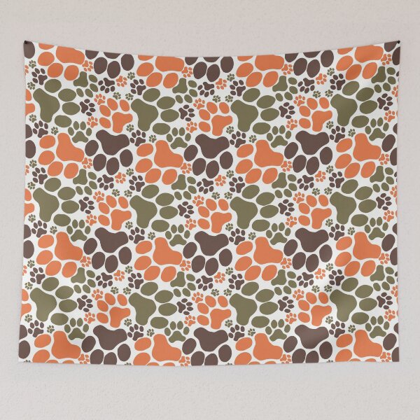 Item preview, Dog Paw Camo Seamless Repeat Surface Pattern Orange Green Brown White designed and sold by MoePark.