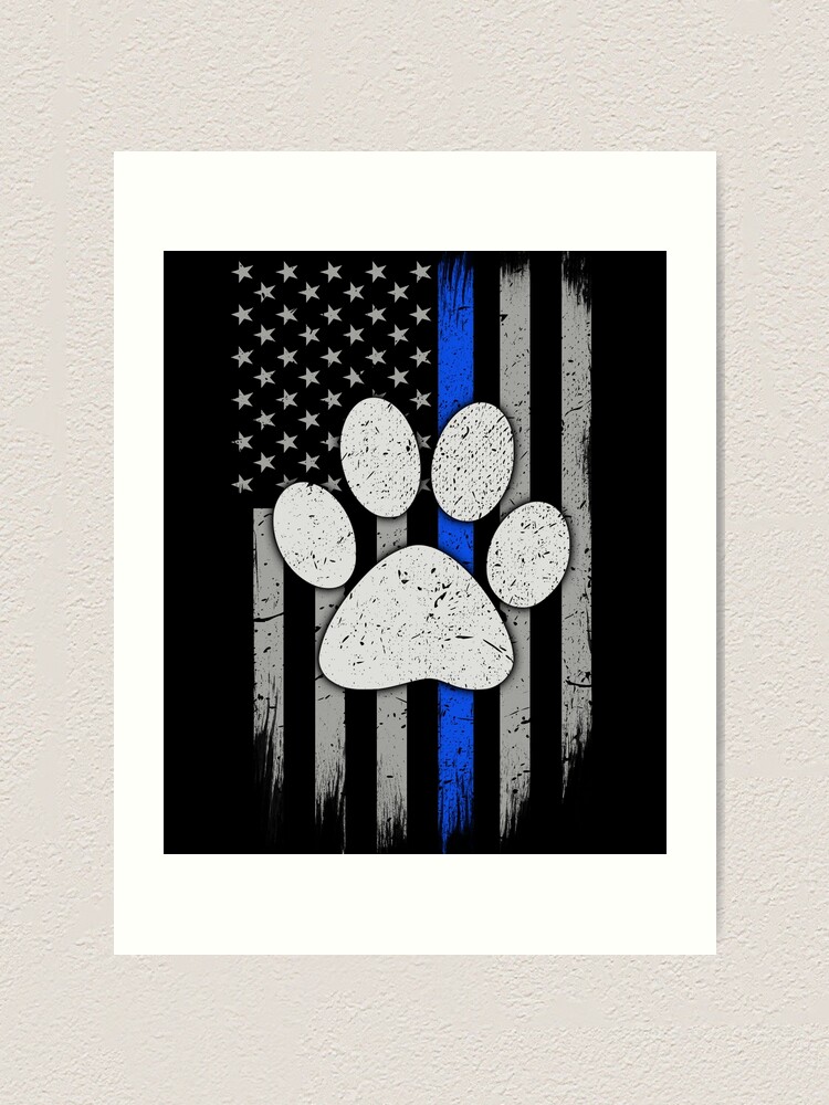 PinMart's Law Enforcement Thin Blue Line K9 Police Dog Paw Print Lapel Pin