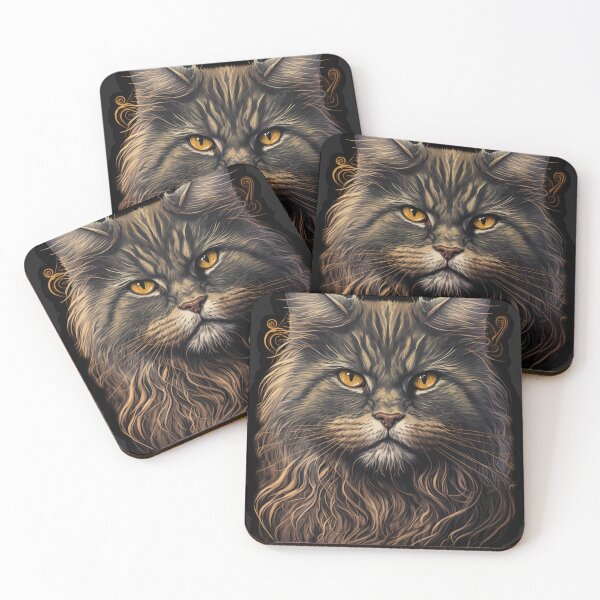 Item preview, Maine Coon cat on a dark background. designed and sold by adredn86.