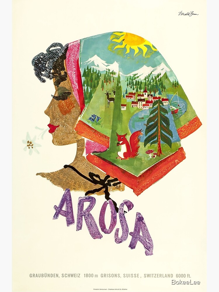 Arosa, Schweiz, Ski Travel Poster von BokeeLee
