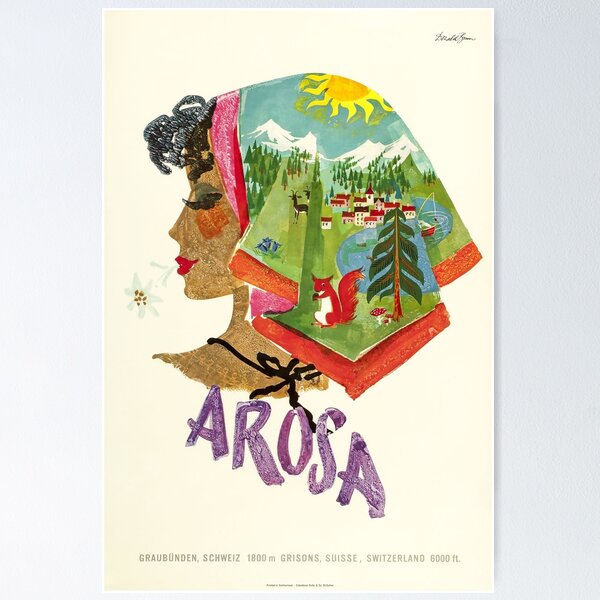 Item preview, Arosa,Switzerland, Ski Travel Poster designed and sold by BokeeLee.