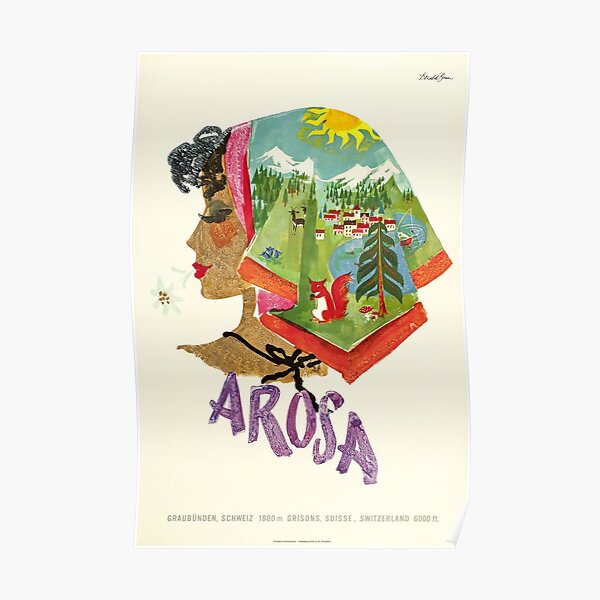 Arosa, Schweiz, Ski Travel Poster Poster