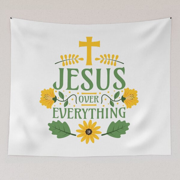 Item preview, Jesus Over Everything - Floral Christian Quotes designed and sold by Millusti.