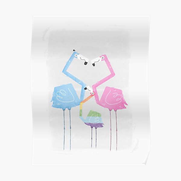 A Fabulous Family of Flamingos (Gay Pride) Poster