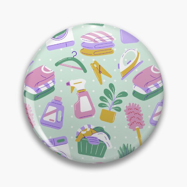 Item preview, Cute Household Chores Themed Seamless Pattern Turquoise designed and sold by MadeByBeata.