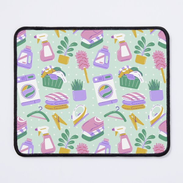 Item preview, Cute Household Chores Themed Seamless Pattern Turquoise designed and sold by MadeByBeata.