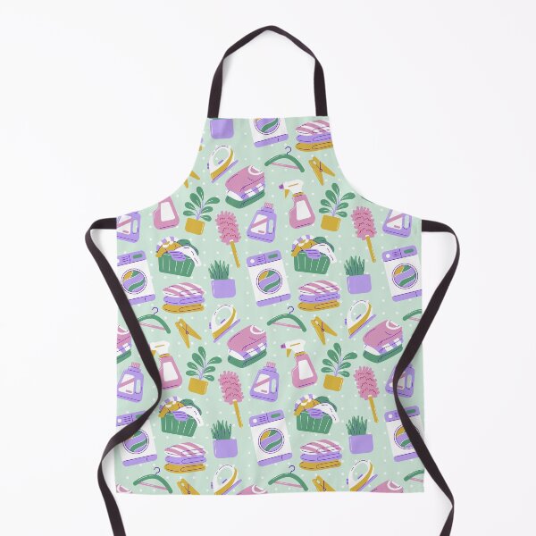 Item preview, Cute Household Chores Themed Seamless Pattern Turquoise designed and sold by MadeByBeata.